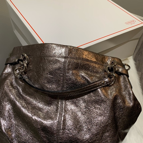 Coach Brooke Metallic Leather Tote Purse - Picture 6 of 8